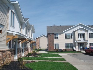 Townhouse Units on left, Garden Units facing
